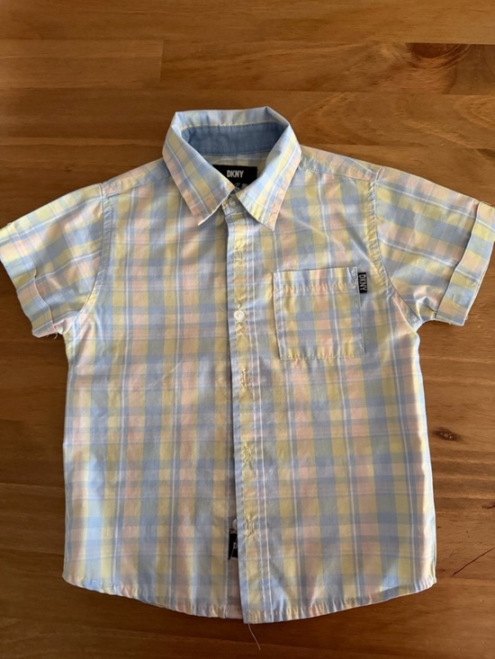 Dkny Other - DKNY Pastel Plaid Short-Sleeve Button-Down Shirt - Yellow, Blue, Pink